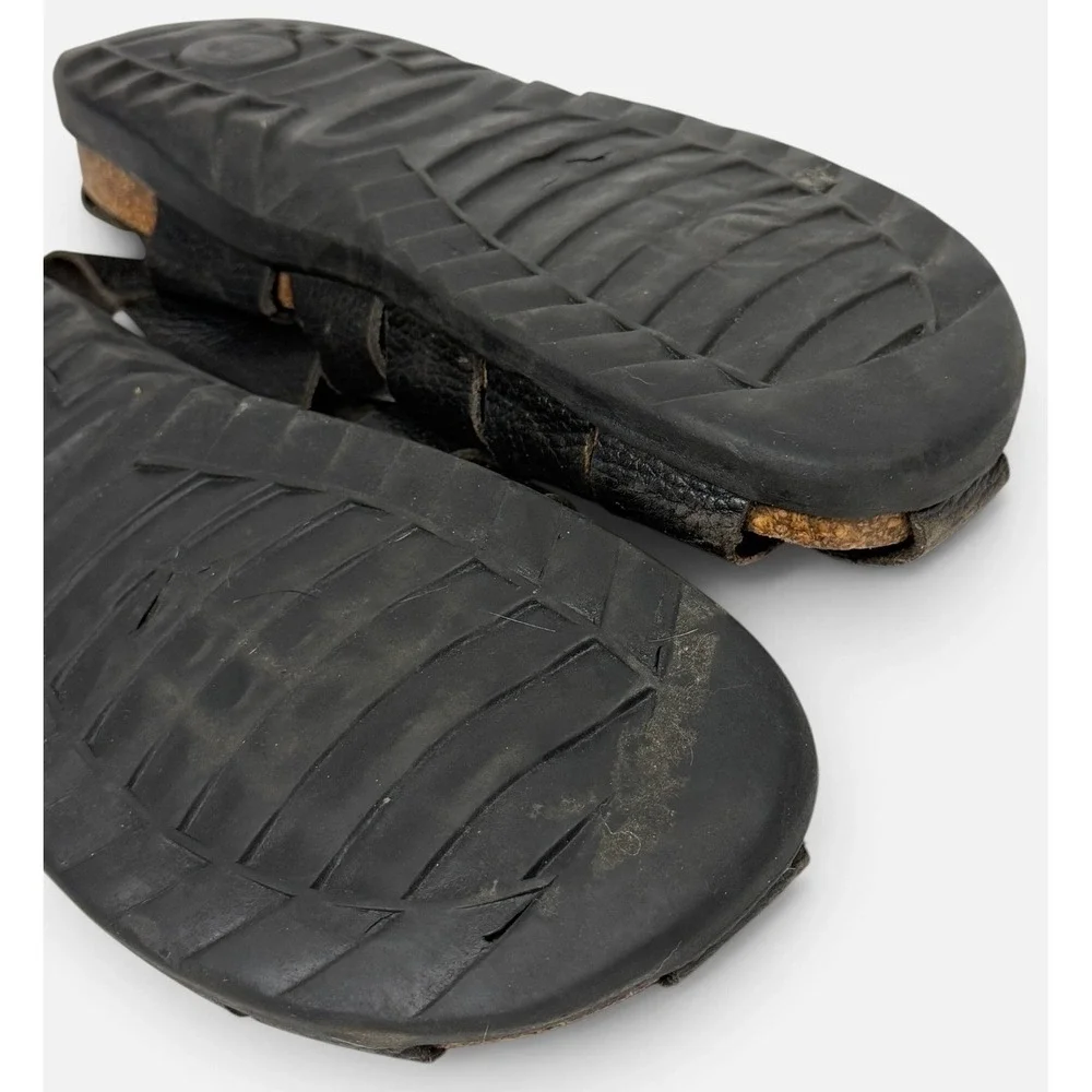Vintage Dockers Sandals Mens 11.5 Black Fisherman Leather Buckle 90s Italy Made